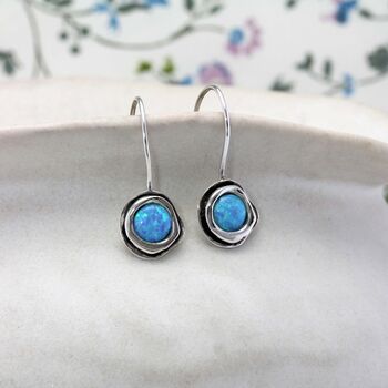 Handmade Sterling Silver Opal Drop Earrings, 4 of 8