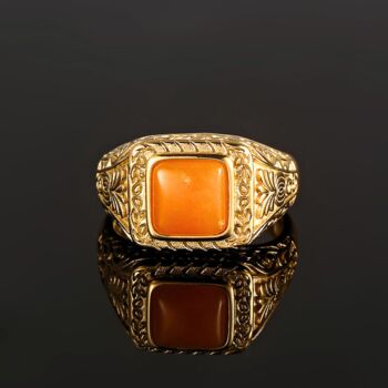 Gold Plated Orange Gemstone Ring For Men, 3 of 12