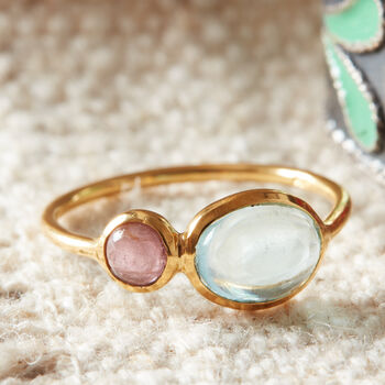 White Moonstone Oval Double Stacking Ring, 10 of 11