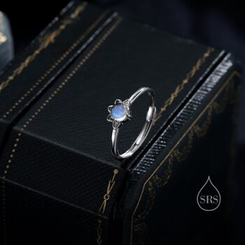 Sterling Silver Vintage Inspired Moonstone Crown Ring, 7 of 12