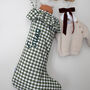 Personalised Green Gingham Stocking Embroidered, thumbnail 8 of 10
