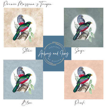 Prince Massena's Trogon Moon Art Print – Vintage Japandi Style – Range Of Colours, 2 of 5