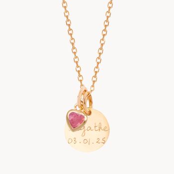 Personalised Message And Heart Birthstone Necklace, 2 of 6