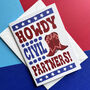 Cowboy Howdy Civil Partnership Congratulations Card, thumbnail 1 of 5