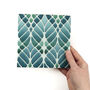 Art Nouveau Blue Turquoise Handprinted Ceramic Tile, thumbnail 4 of 12