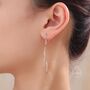 Sterling Silver Minimalist Wave Ear Wire Drop Earrings, thumbnail 6 of 11
