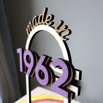 Personalised Wooden 60th Birthday Cake Topper, 4 of 5