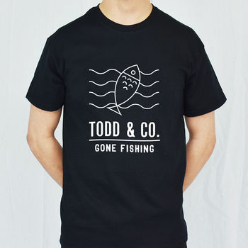 'Gone Fishing' Personalised Adventure Men's T Shirt, 6 of 11