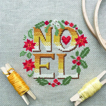 Noel A Four Letter Floral Modern Cross Stitch Kit, 2 of 2