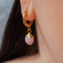 Pink Opal October Birthstone Hoop Earrings, thumbnail 3 of 11