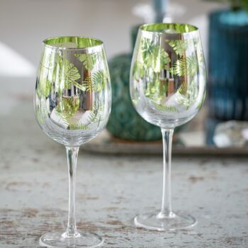 Electroplated Set Of Two Tropical Design Wine Glasses, 2 of 4