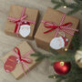 Santa Christmas Gift Tags With Pom Poms And Ribbon, thumbnail 1 of 3