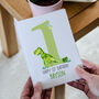 Personalised Children's Birthday Card Green Dinosaur, thumbnail 4 of 8