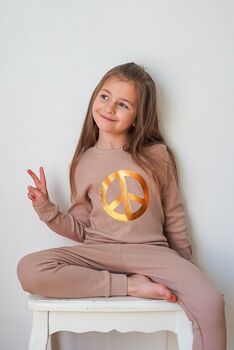 Peace Sign Ribbed Loungewear Set, 2 of 3