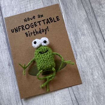 Frog Unforgettable Crochet Birthday Card Handmade, 8 of 12