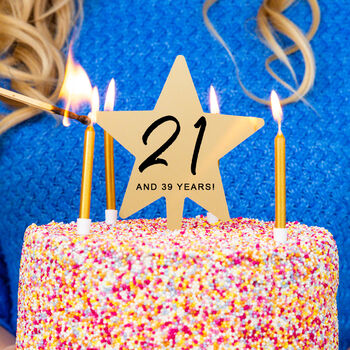'21 Again' Milestone Birthday Gold Star Cake Topper, 4 of 12