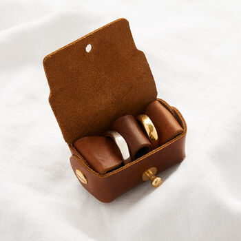 Personalised Leather Wedding Ring Pouch, 4 of 6