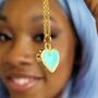 Geometric Turquoise Heart Charm Necklace, thumbnail 1 of 9