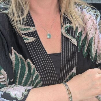 The Rectangle Emerald Necklace, Silver, 2 of 11