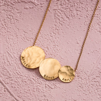 Personalised Triple Hammered Disc Necklace, 5 of 9