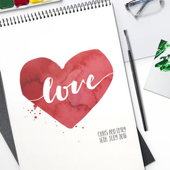 Personalised Watercolour Heart Wedding Print, 6 of 6
