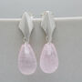 Silver Deco Dropper Earrings With Rose Quartz, thumbnail 2 of 8