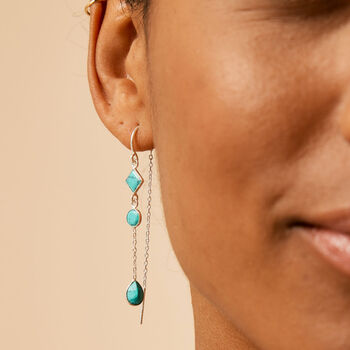 Drop In The Ocean Turquoise Sterling Silver Threader Earrings, 2 of 10