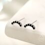 Sterling Silver Black Cz Curved Bar Tiny Stud Earrings, thumbnail 1 of 12
