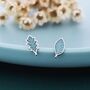 Mismatched Enamel Oak And Beech Leaf Stud Earrings In Sterling Silver, thumbnail 1 of 9