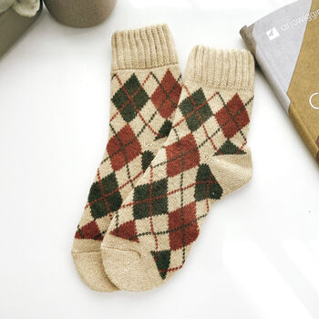 Extra Thick Argyle Check Wool Socks For Men, 12 of 12