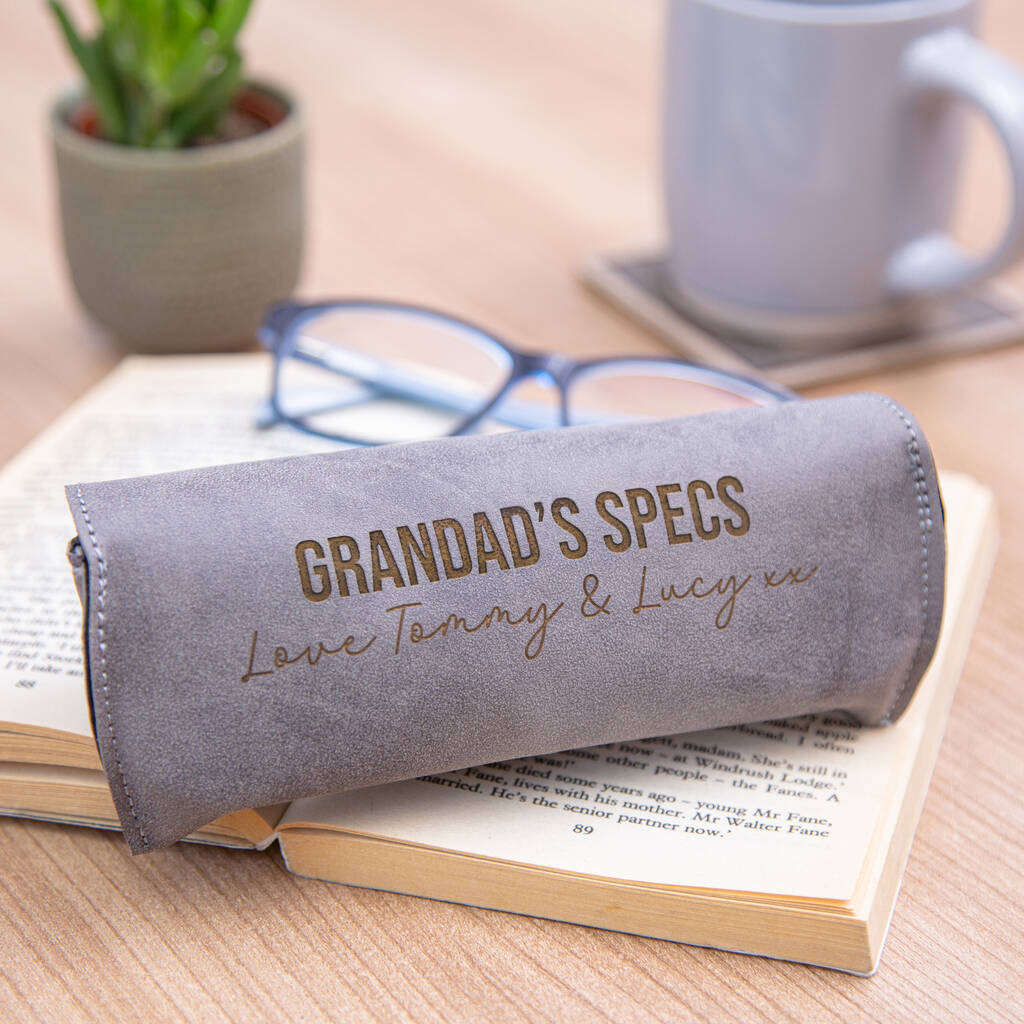 Personalised Faux Leather Glasses Case In Grey, 1 of 4