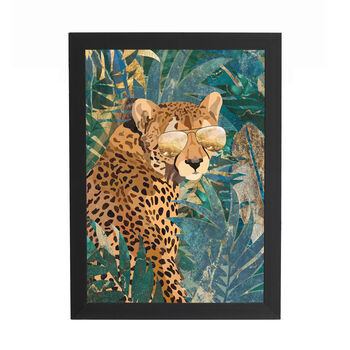 Cheetah In The Gold And Green Jungle Wall Art Print, 4 of 6