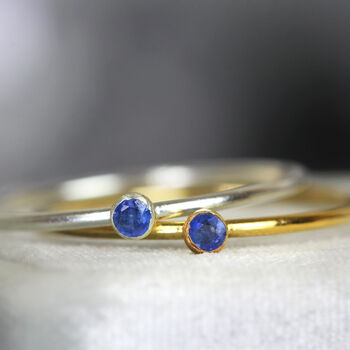 Blue Sapphire Solitaire Ring Gold Or Silver, 8 of 12