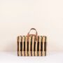 Decorative Reed Storage Basket, Indigo Stripe, thumbnail 8 of 8