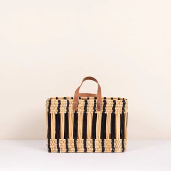 Decorative Reed Storage Basket, Indigo Stripe, 8 of 8