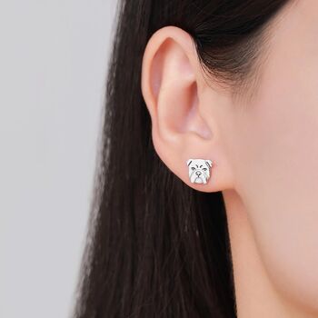 Sterling Silver Cute Bulldog Stud Earrings, 7 of 12