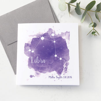 Personalised Libra Star Sign Card, 3 of 4