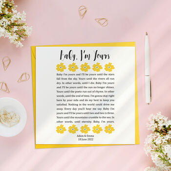 Personalised Floral Song Lyrics Card, 4 of 5