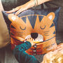 Personalised Story Time Tiger Cushion With Pocket, thumbnail 1 of 6