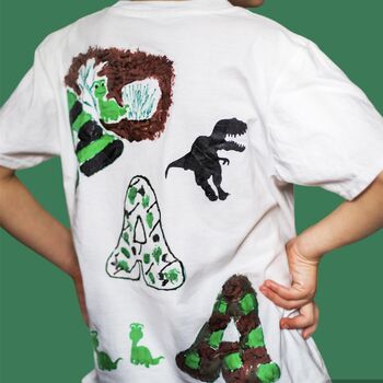 Personalised Children's Dinosaur T Shirt Painting Kit, 2 of 8