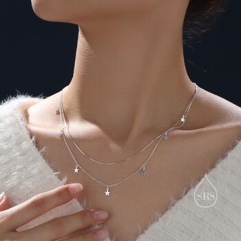 Double Layer Tiny Star Charm Necklace, 4 of 10