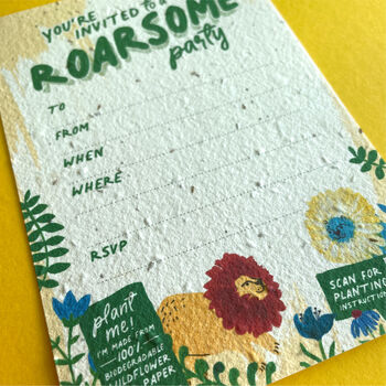 Roarsome Plantable Party Invitation Set, 3 of 5