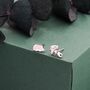 Mismatched Hedgehog And Mushroom Stud Earrings In Sterling Silver, thumbnail 4 of 9