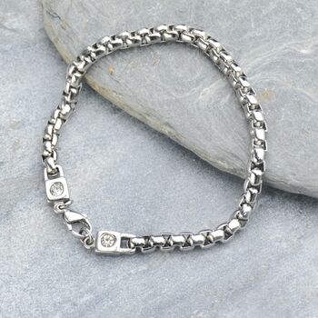Men's Stainless Steel Box Chain Bracelet, 3 of 6