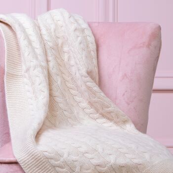 Personalised Cable Knit Cashmere Baby Blanket, 7 of 11
