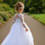 Cynthia In Ivory White Flower Girl Or Communion Dress, thumbnail 1 of 7