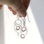 Silver And Rose Gold Swinging Circles Dangly Earrings, thumbnail 6 of 10
