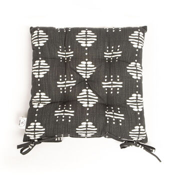 Nala Recycled Cotton Chair Pad In Charcoal, 2 of 3