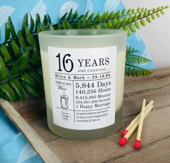 Personalised Wax Anniversary 16 Years Counting Candle, 2 of 11