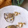 Clip On Earrings Art Deco Dotted Gold, Black And White, thumbnail 2 of 4